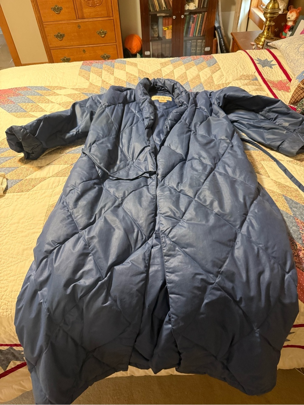 Goose Down Long Puffer Robe - Blue - Picture 5 of 5